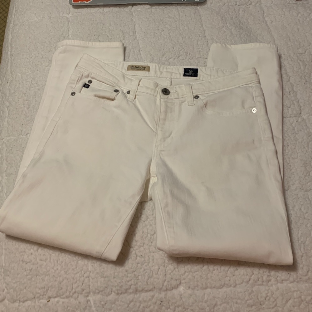 White AG low rise cropped jeans